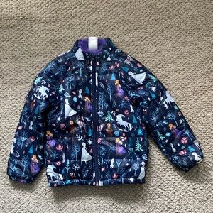 Like New Disney Navy Frozen Lightweight Puffy Jacket-Size 5/6